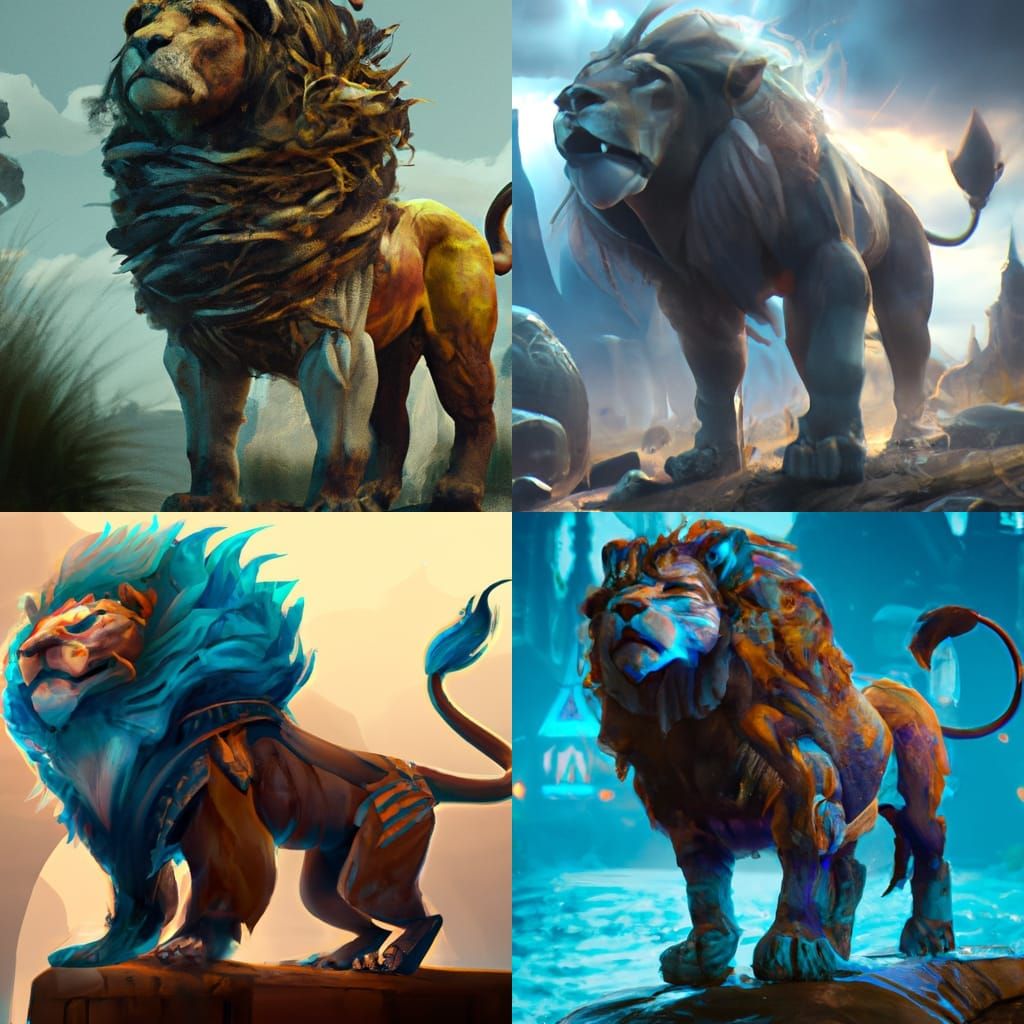 Fantastical Spirit Lion in Detailed Matte Painting