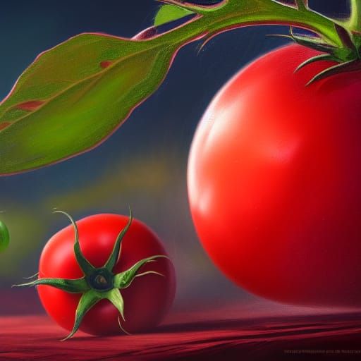 Detailed Oil Painting of a Tomato in 8K
