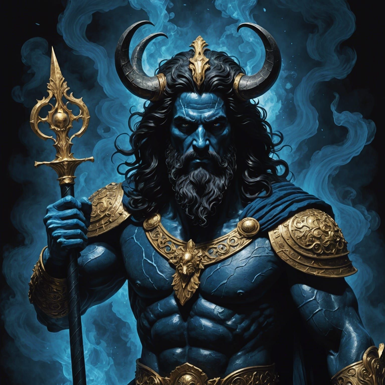 Erebus, Primordial God of Darkness in Dark Fantasy Art