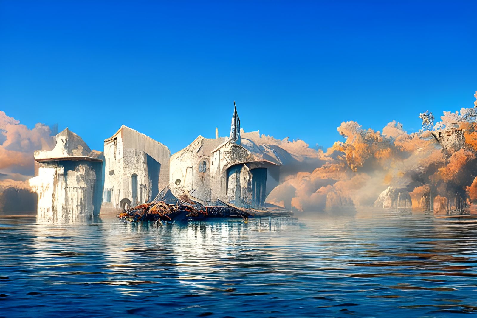 Solarpunk Wasteland in Sinister Matte Painting Style