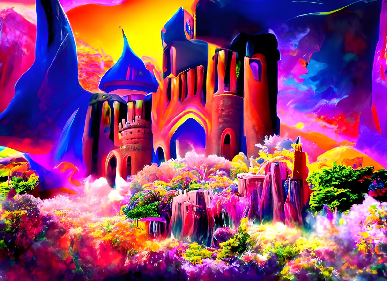 Psychedelic fantasy castle