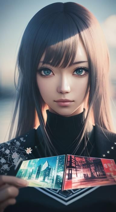 Double Exposure: Postcard Chip in Anime Style