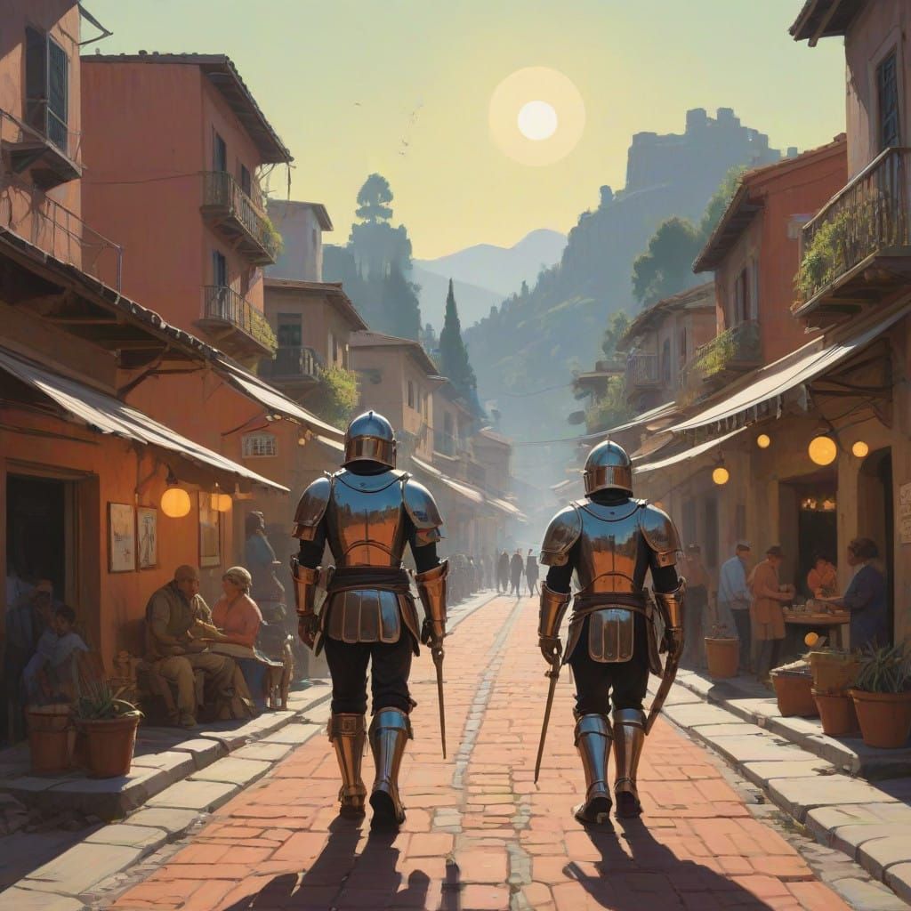 Roman Legion Marching Down Roman Road Through Bustling Medit...