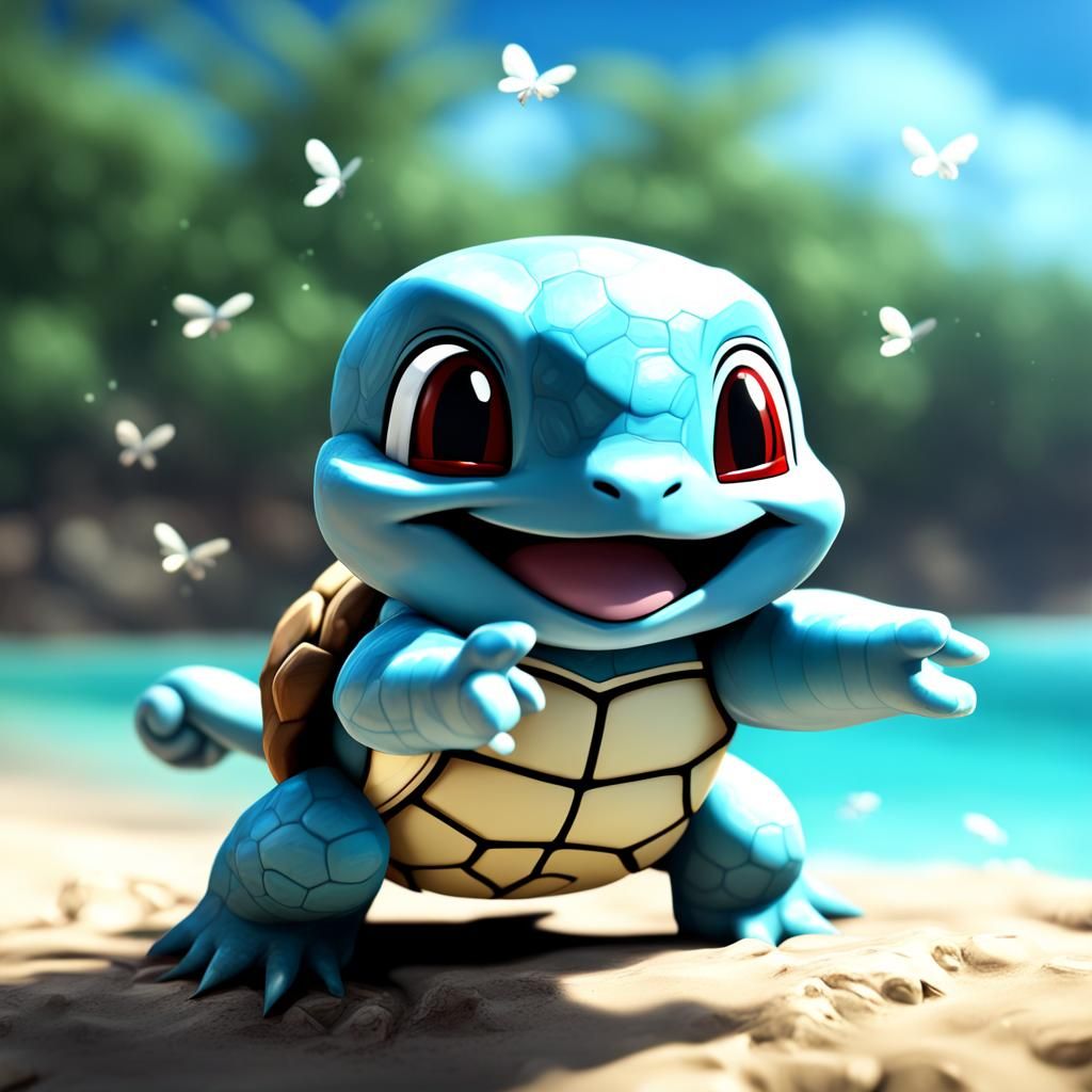 Chibi Squirtle in Dark Fantasy Art Style