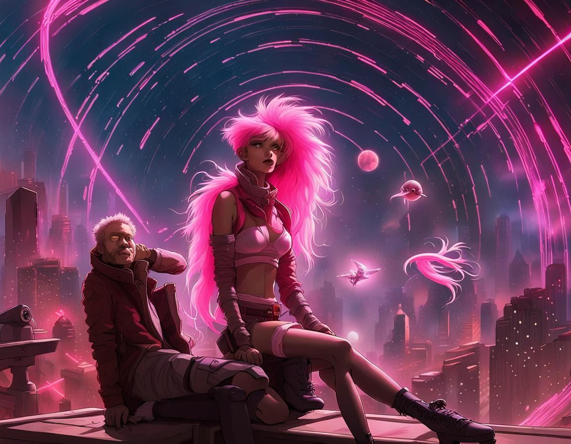 Surreal Cyberpunk Parrots in Intergalactic Star Trails