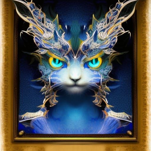 Snowflake Fractal Cat: Detailed Fantasy Art
