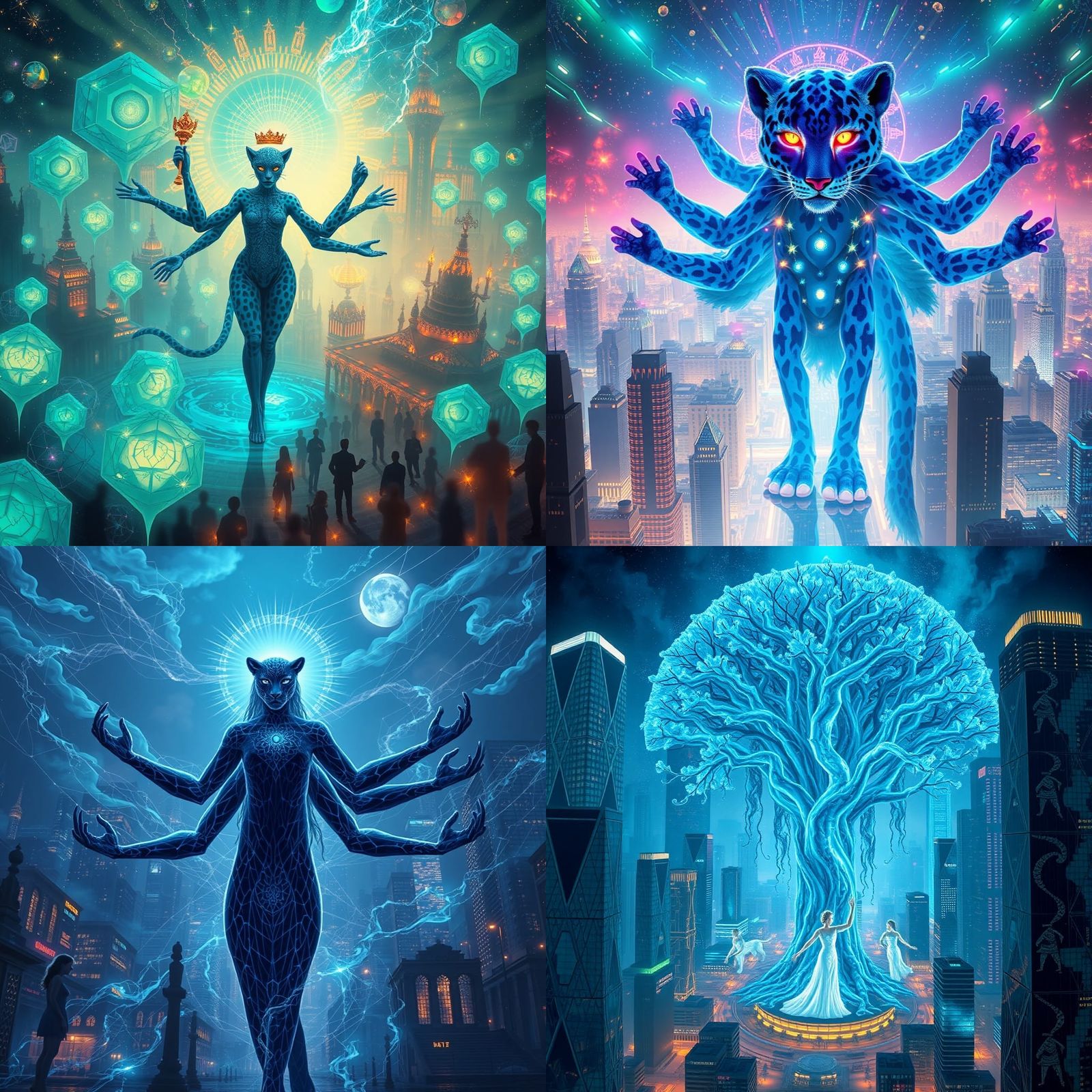 City of Fire Flooded with Geometric Light