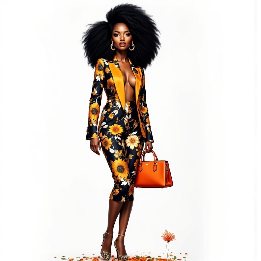 Elegant Black Woman in Bold Pop Art Style