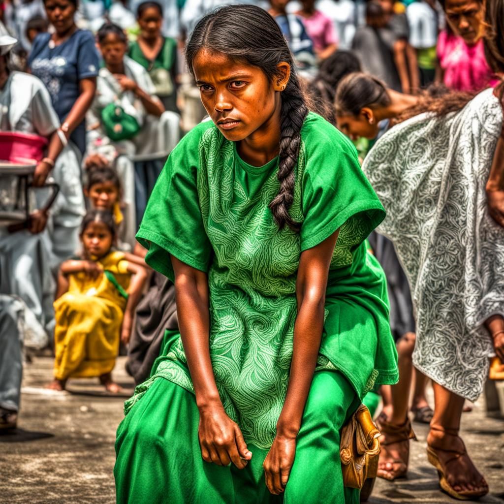 Brazilian Women in Green: Hyperrealistic Cinematic Portrait