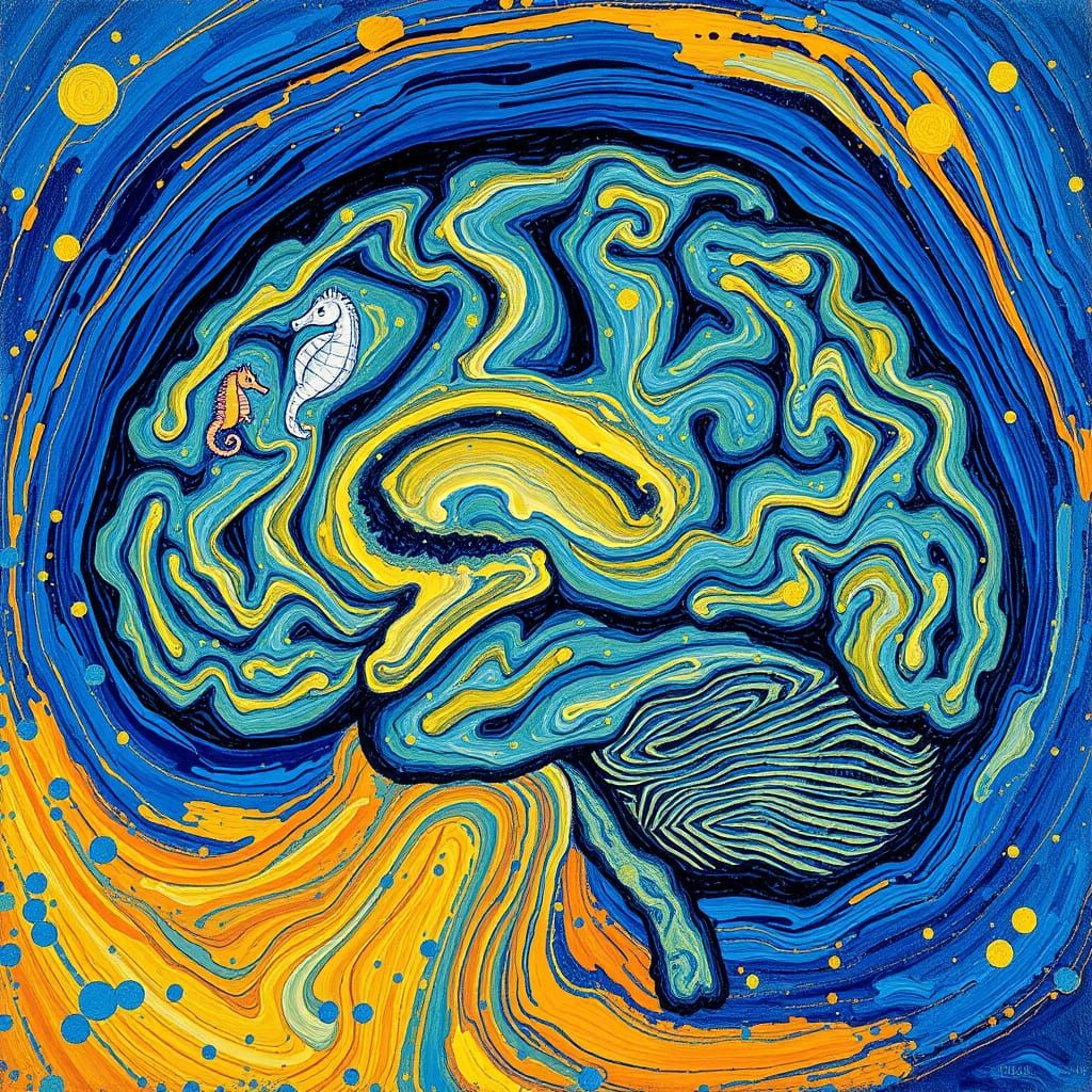 Brain's Dynamic Dance in Impasto Style