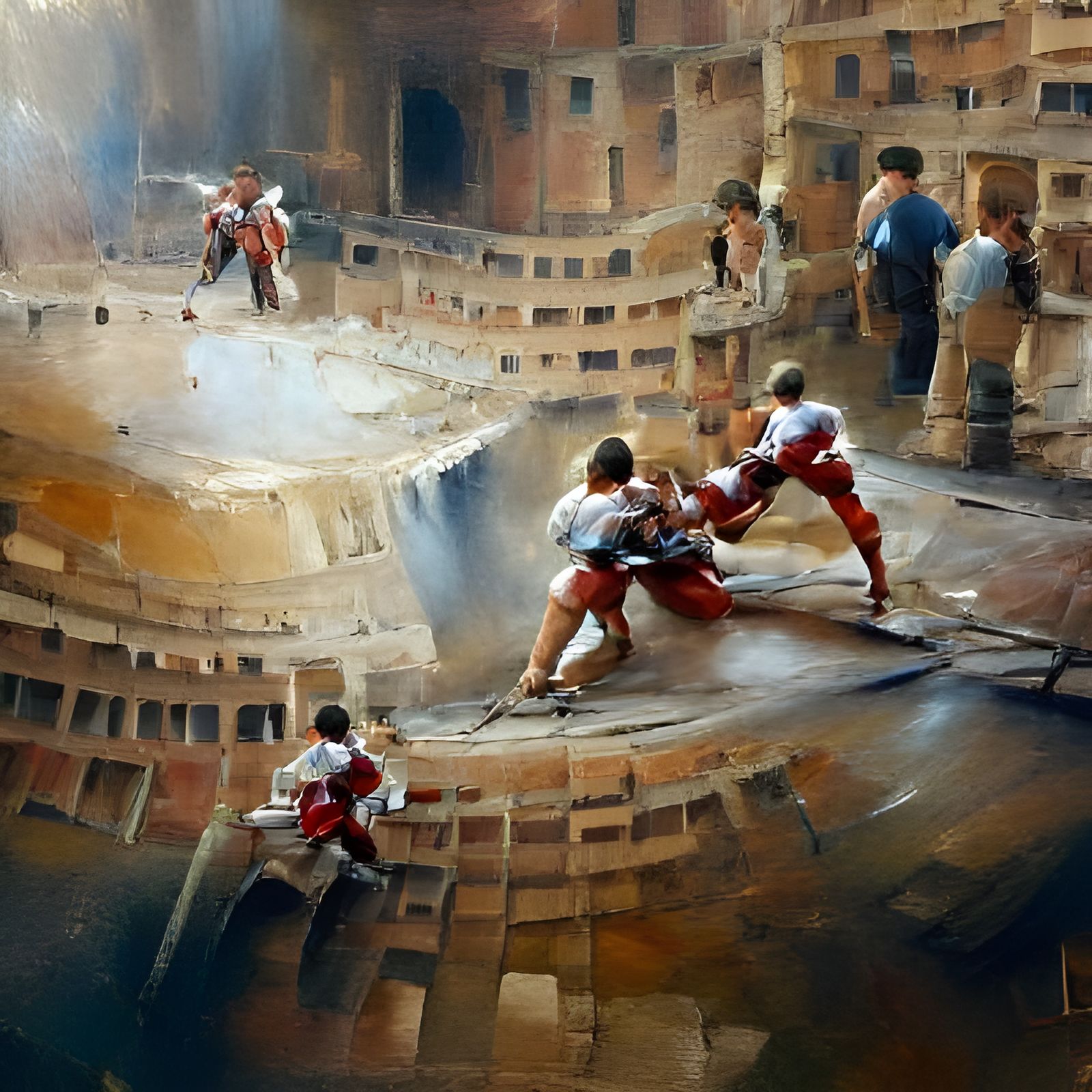 Gladiators Clash in Ancient Rome, Oil Painting