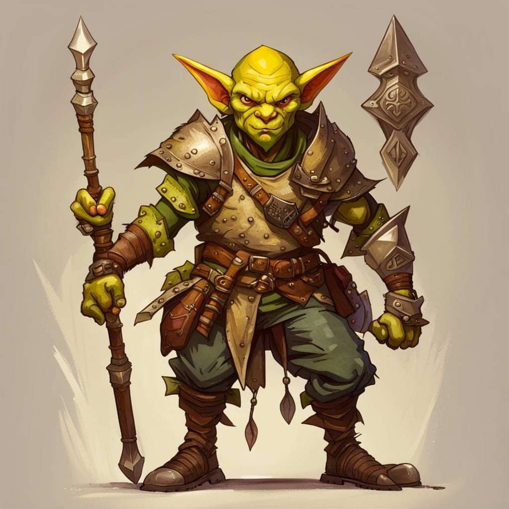 Goblin Fighter Adventurer in Fantasy Art Style