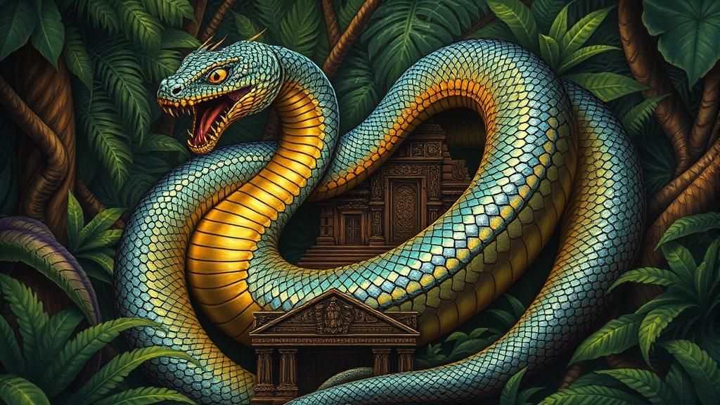 Iridescent Serpent Deity in Lush Jungle