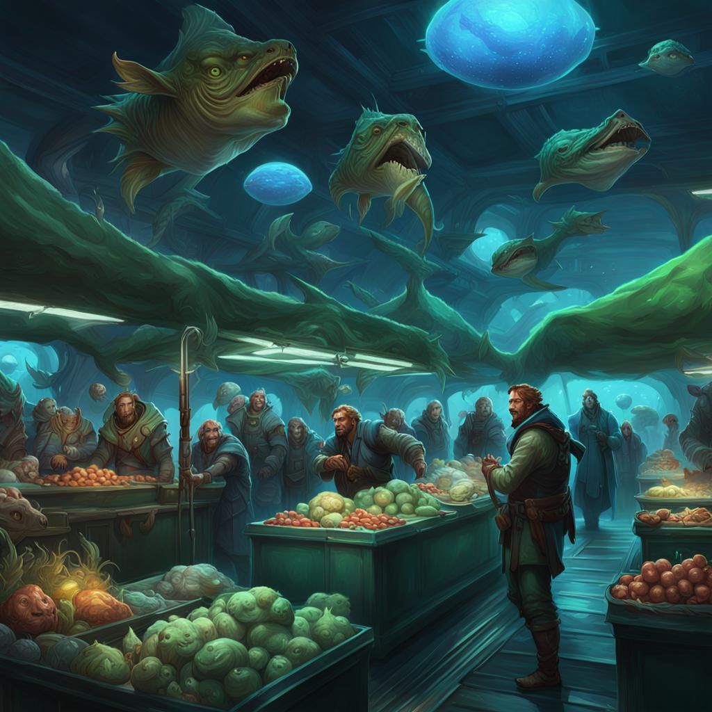 Bustling Alien Marketplace on Triton