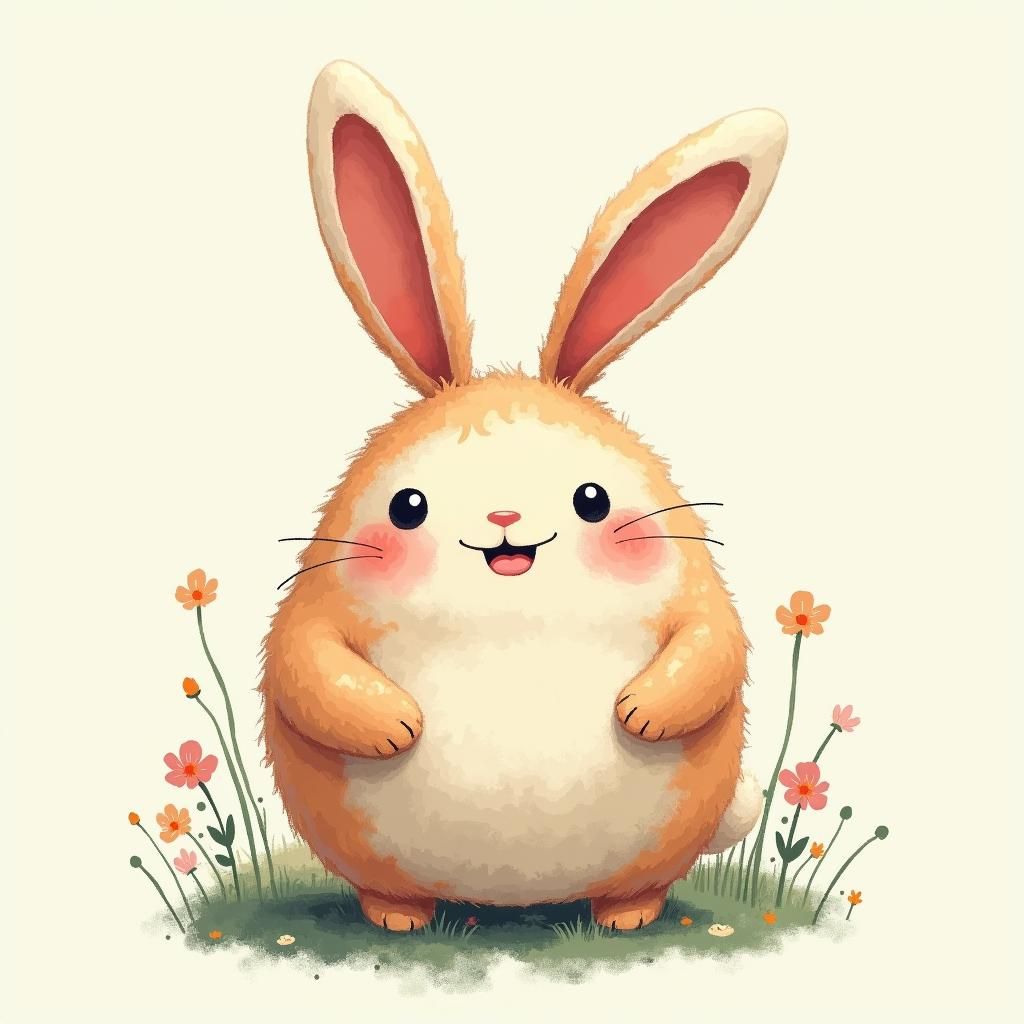 Adorable Bunny in Splotchy Impressionist Style