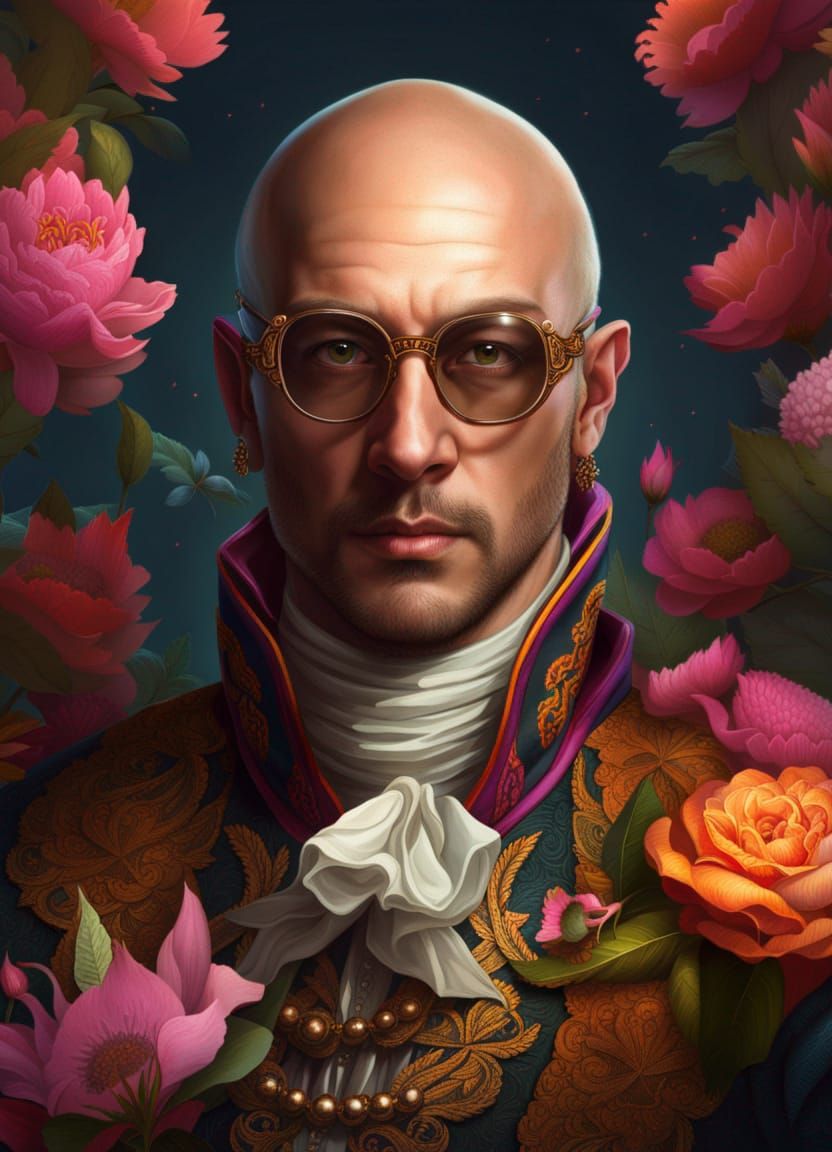 Pirate Poet with Nerd Glasses in Rococo Style