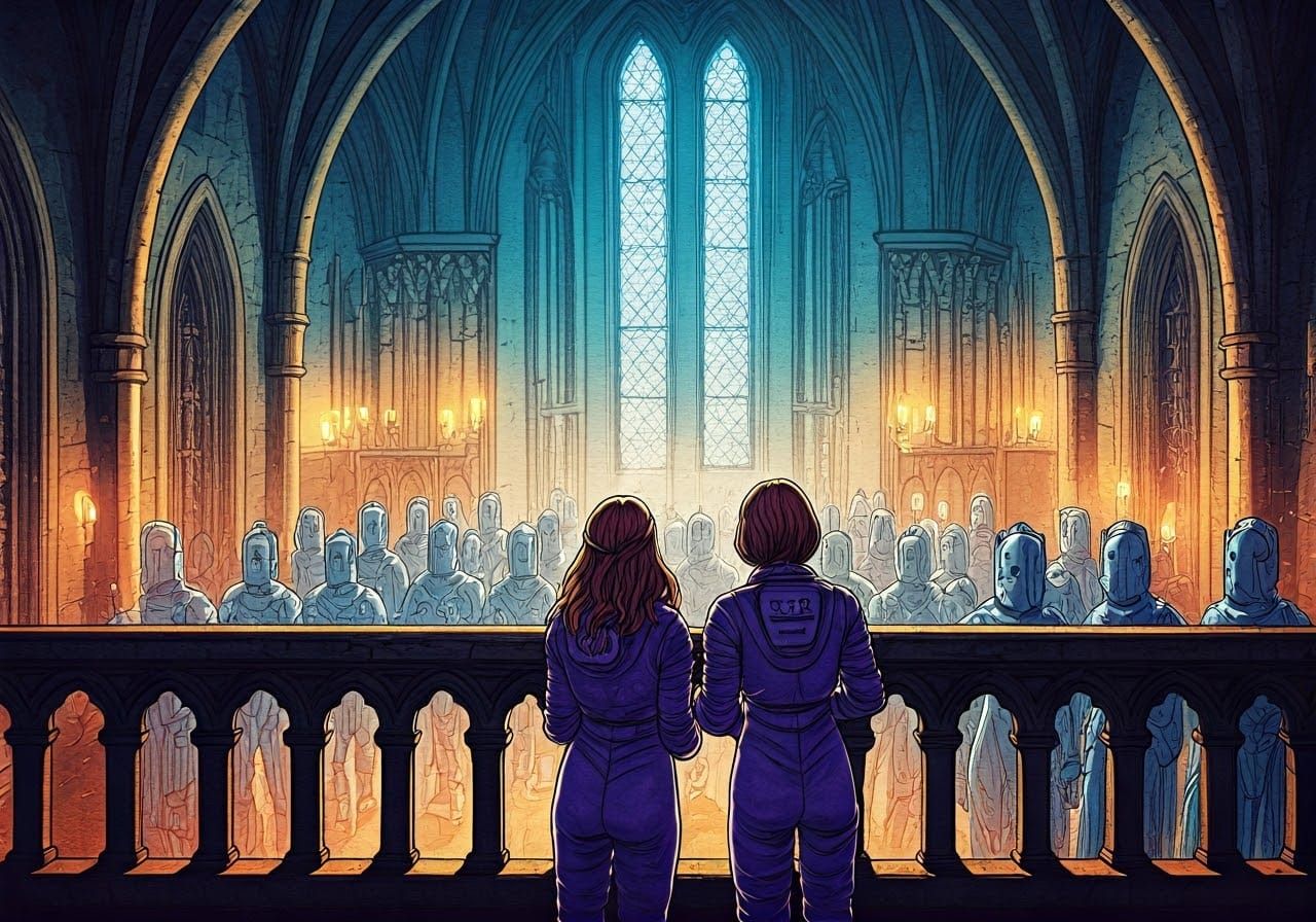 Cyberpunk Heroines Stand Tall Amidst Cybermen in Whimsical M...