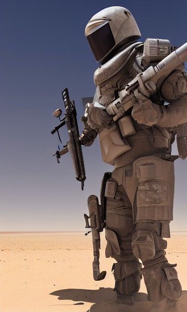 Futuristic Desert Peacekeeper in Forged Armor