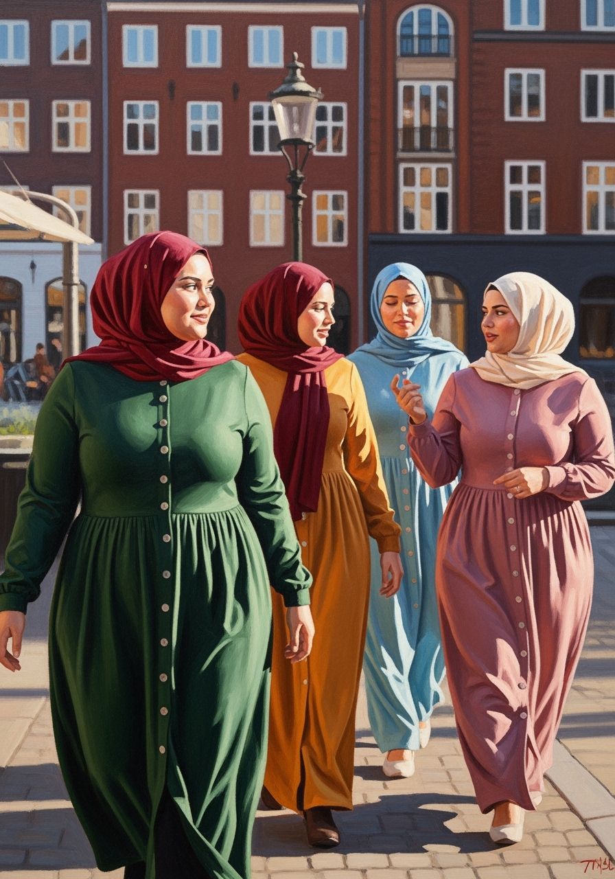 Danish Hijabi Women in Copenhagen, as Oil Painting