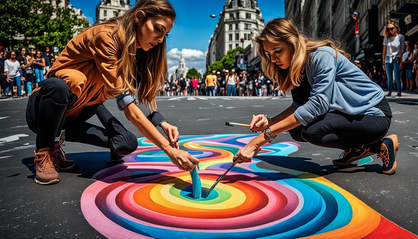 Sidewalk Artists Create 3D Ice Abyss Trompe l'Oeil