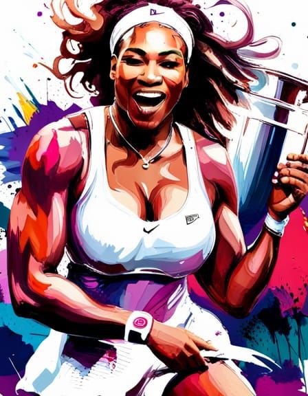 Serena Williams Wins Wimbledon, Splash Art Portrait