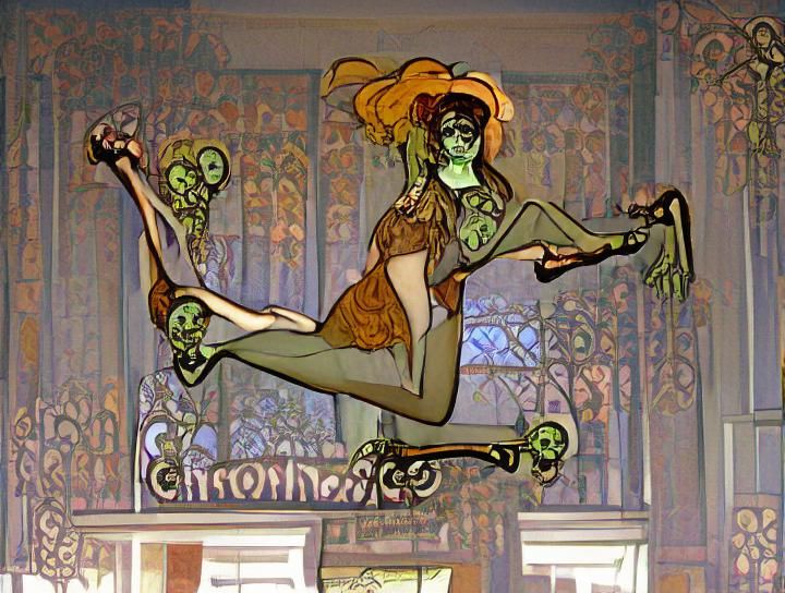Zombie Charleston Dancer in Art Nouveau Style