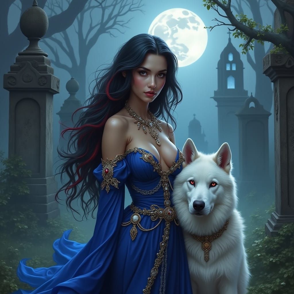 Mystical Necromancer Goddess in Royal Blue Armor