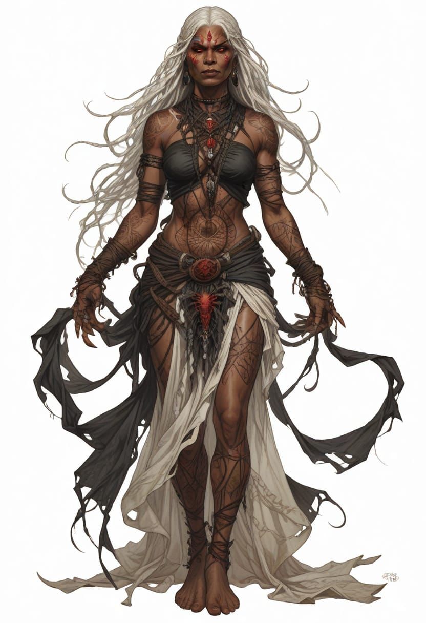 Fantasy Queen of Spiders Goddess in Webbed Garb