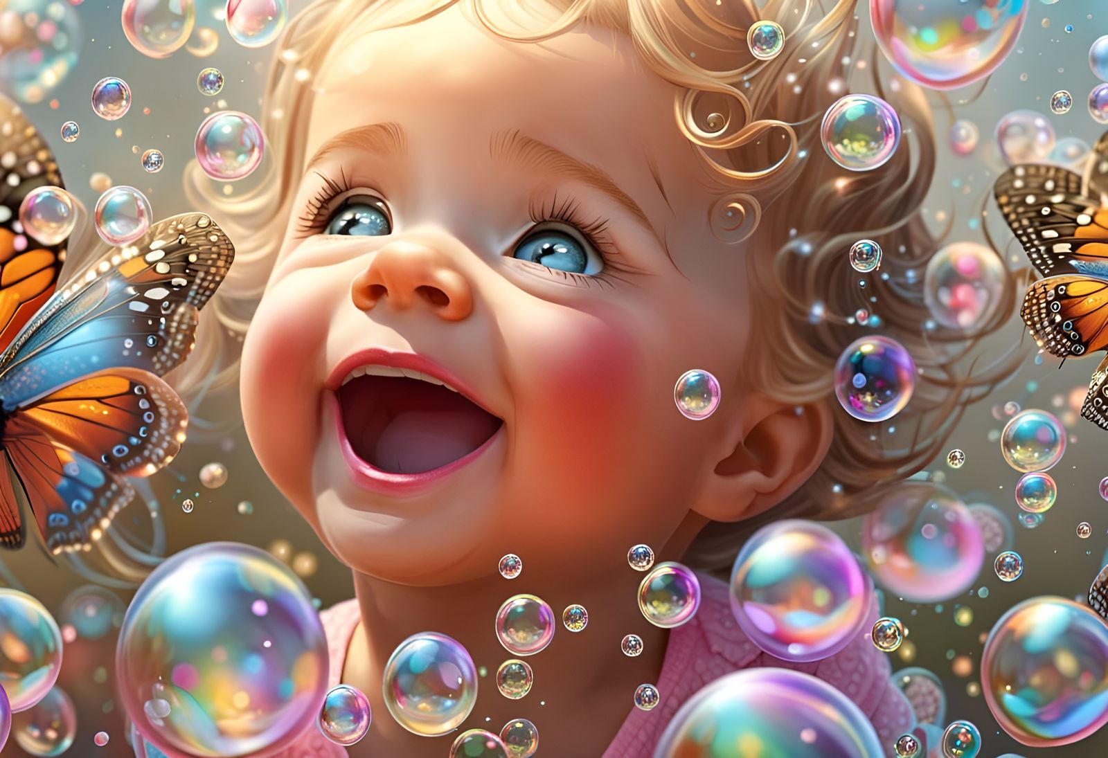 Joyful Toddlers in a Whimsical Bubble Fantasy