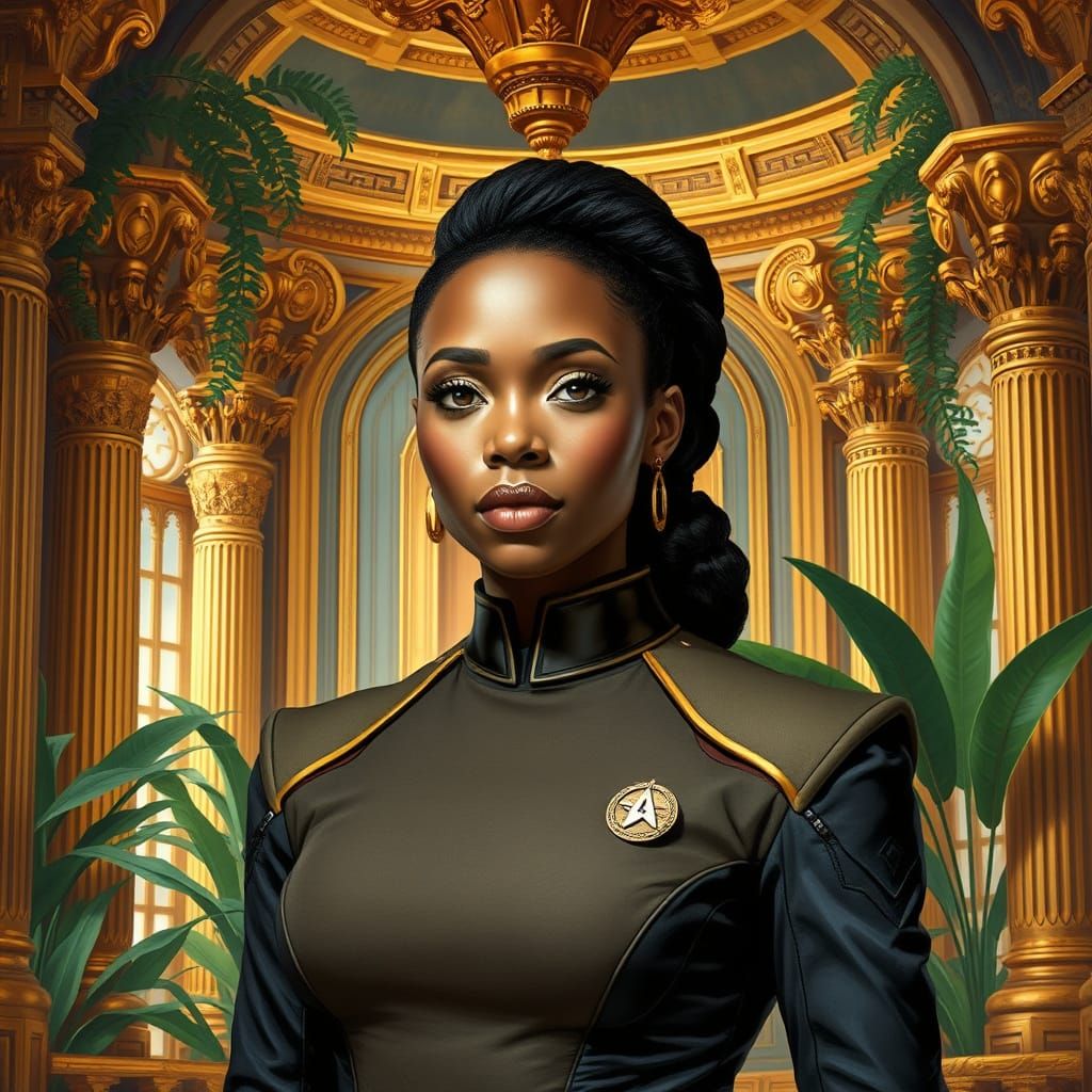 African-American Starfleet Officer in Opulent, Afrofuturisti...