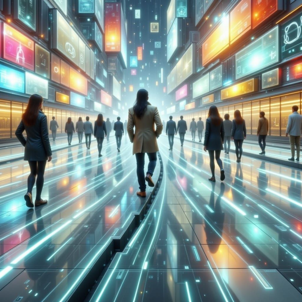 Futuristic Night Cityscape with Holographic Math Equations