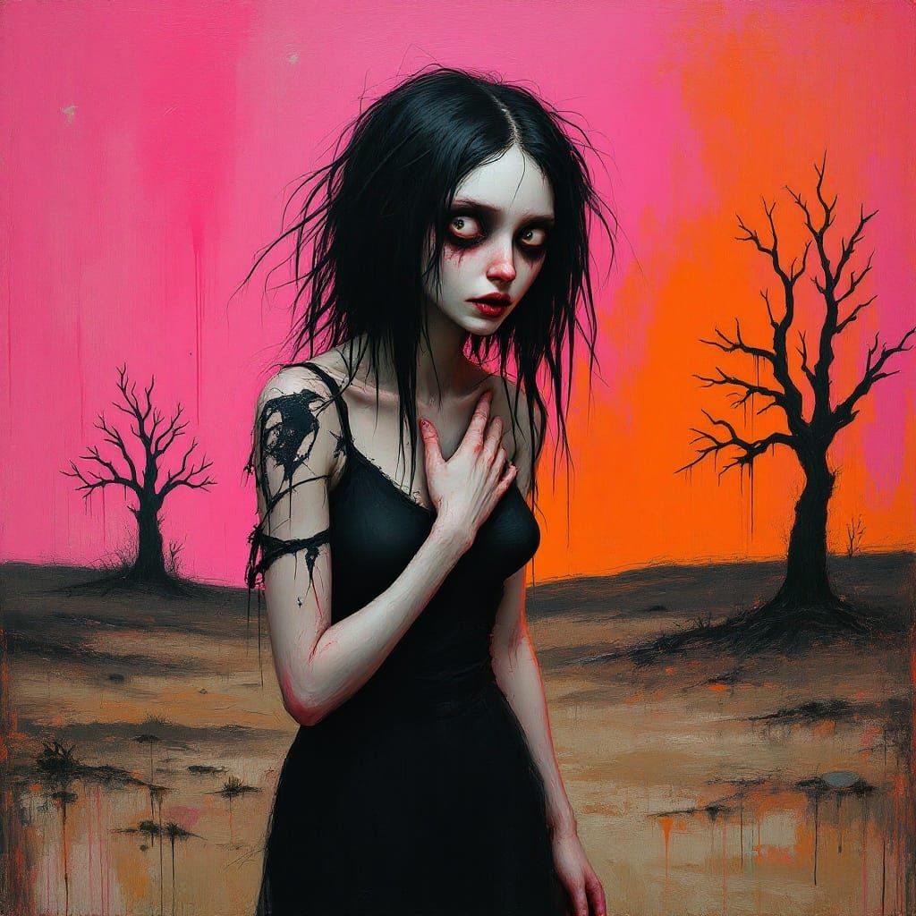 Ethereal Woman in Neon Hues