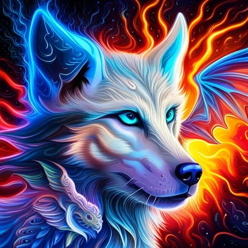 Astral Lightning Wolf with Dragon Wings
