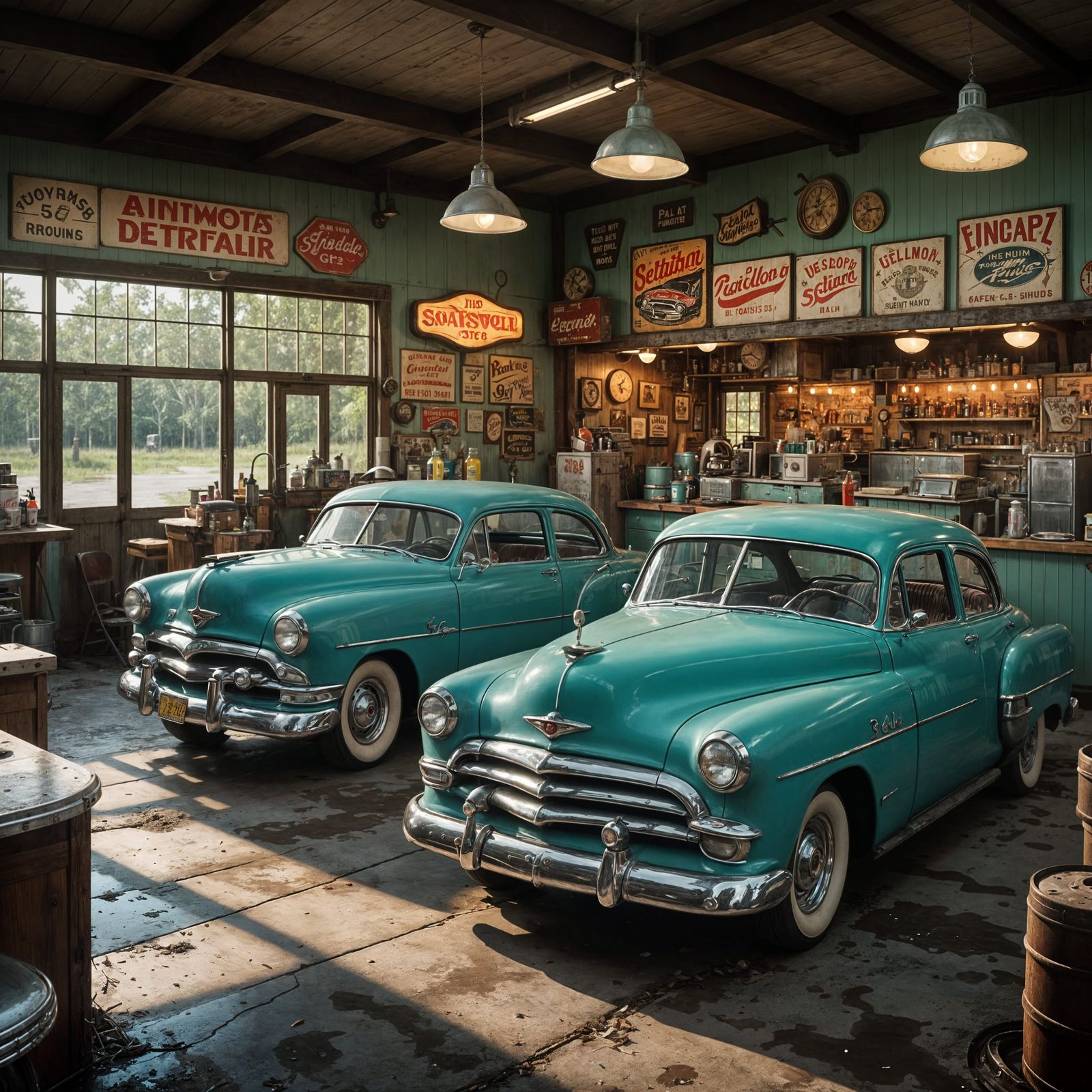 Vintage Florida Repair Shop by 50's Soda Fountain