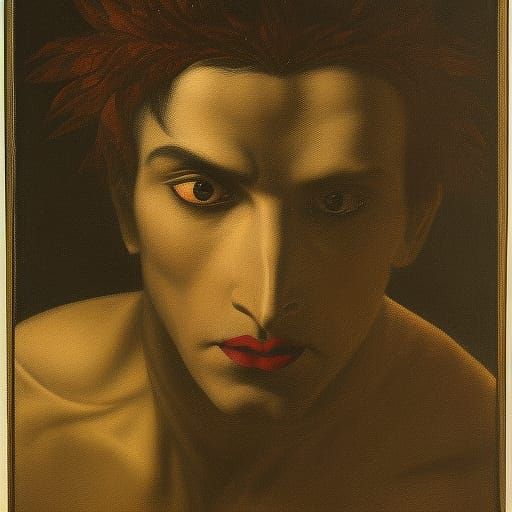 Vampire Lord Eats Snake, in Classic Portraiture Style