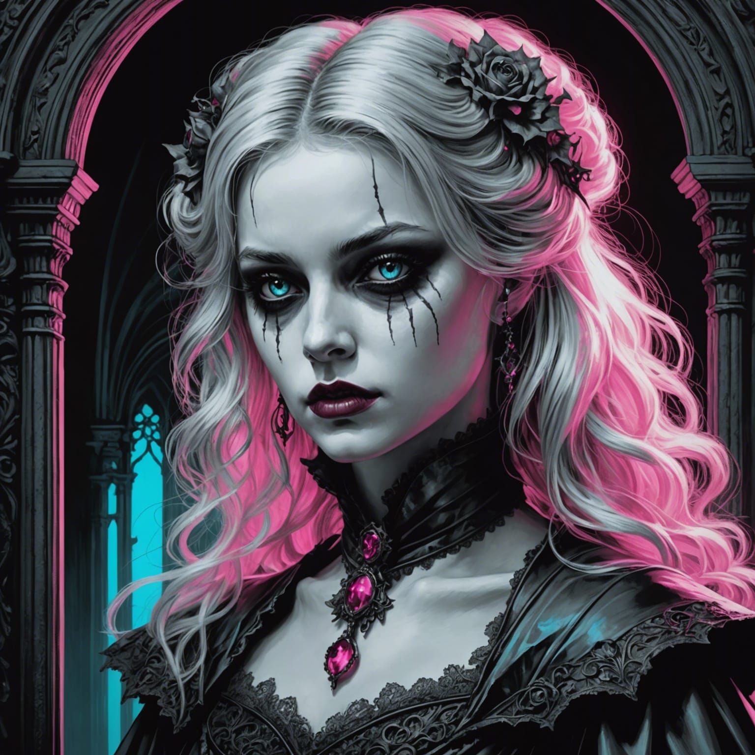 Victorian Vampire Girl: Hyperdetailed 3D Anime Art