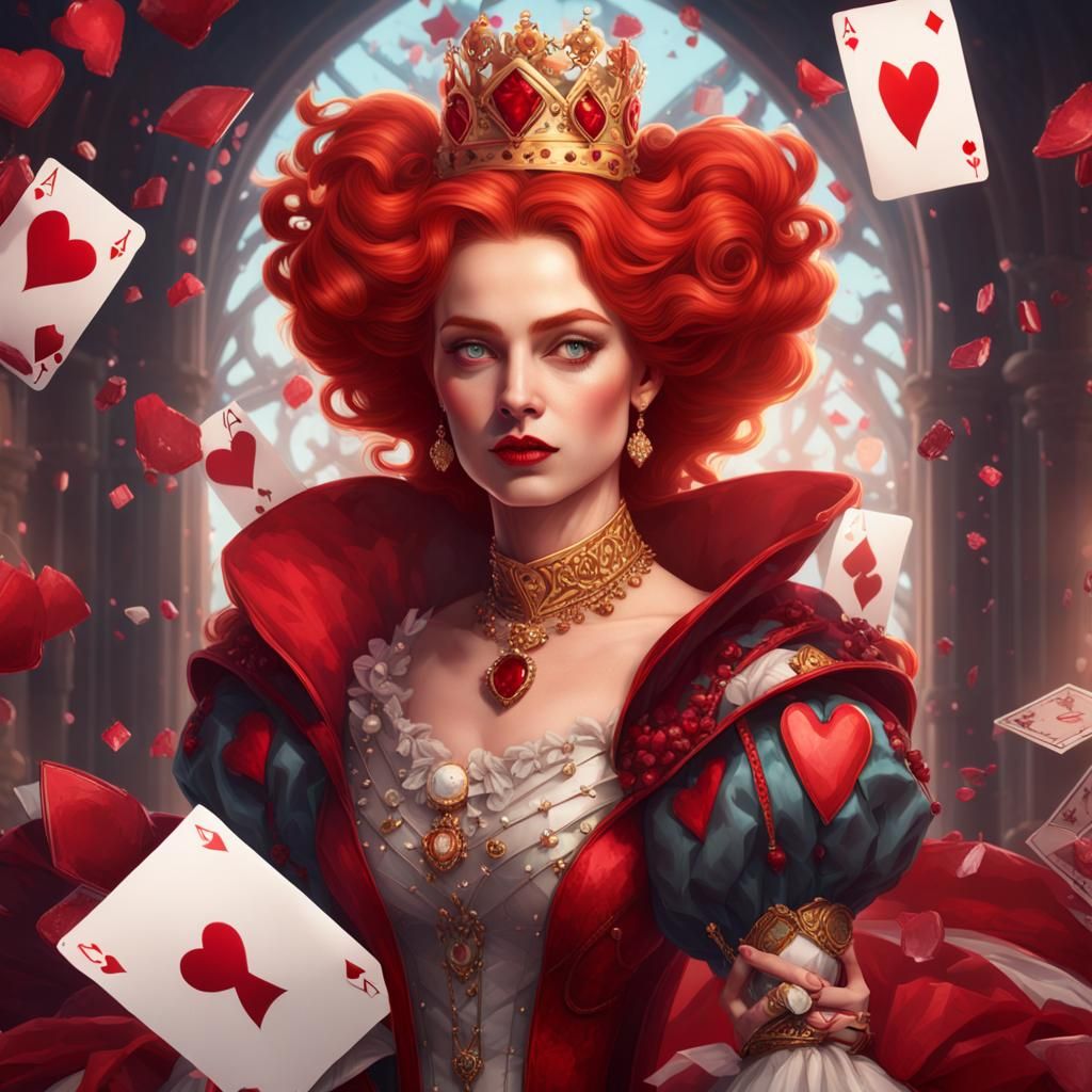 Queen of Hearts Portrait in Art Nouveau Style
