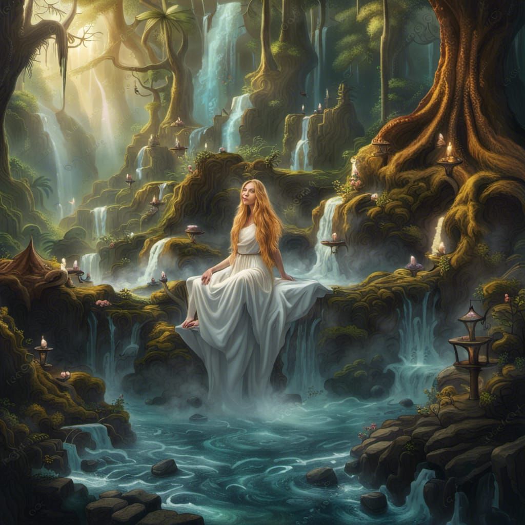Enchanted Forest Waterfall Bath: A Matte Painting
