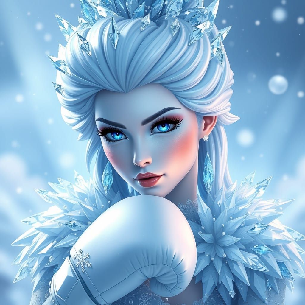 Ethereal Snow Queen in Icy Crystal Attire