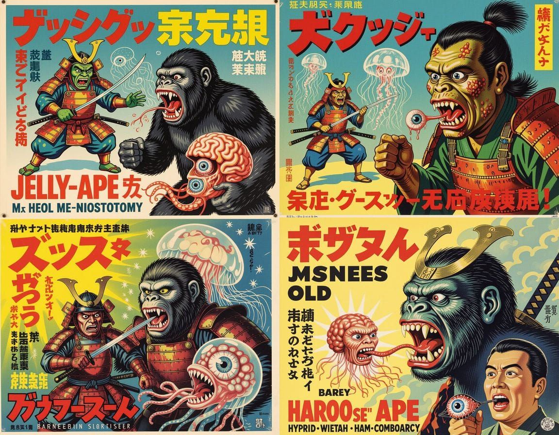 Vintage Horror: Mutant Samurai Conjuring Nightmares