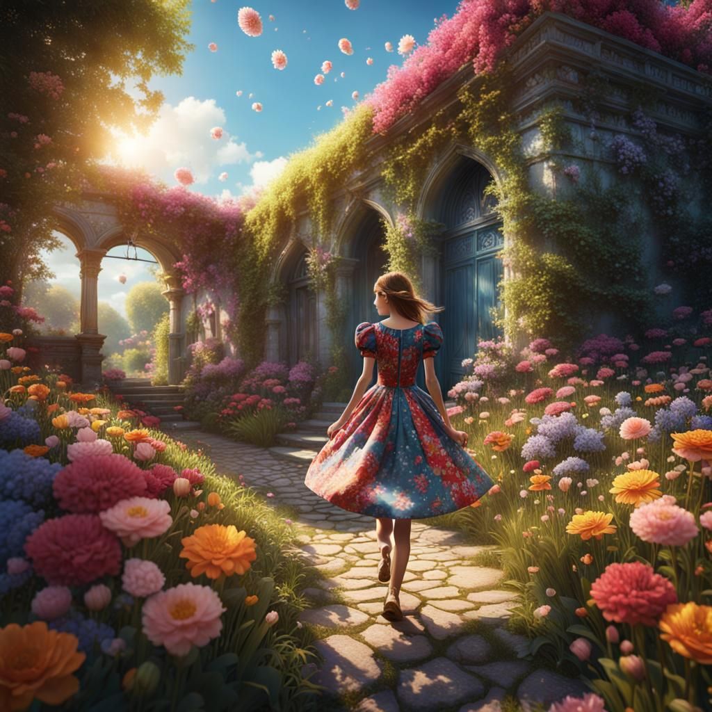 Girl Finds Secret Garden Passage: Fantasy Concept Art