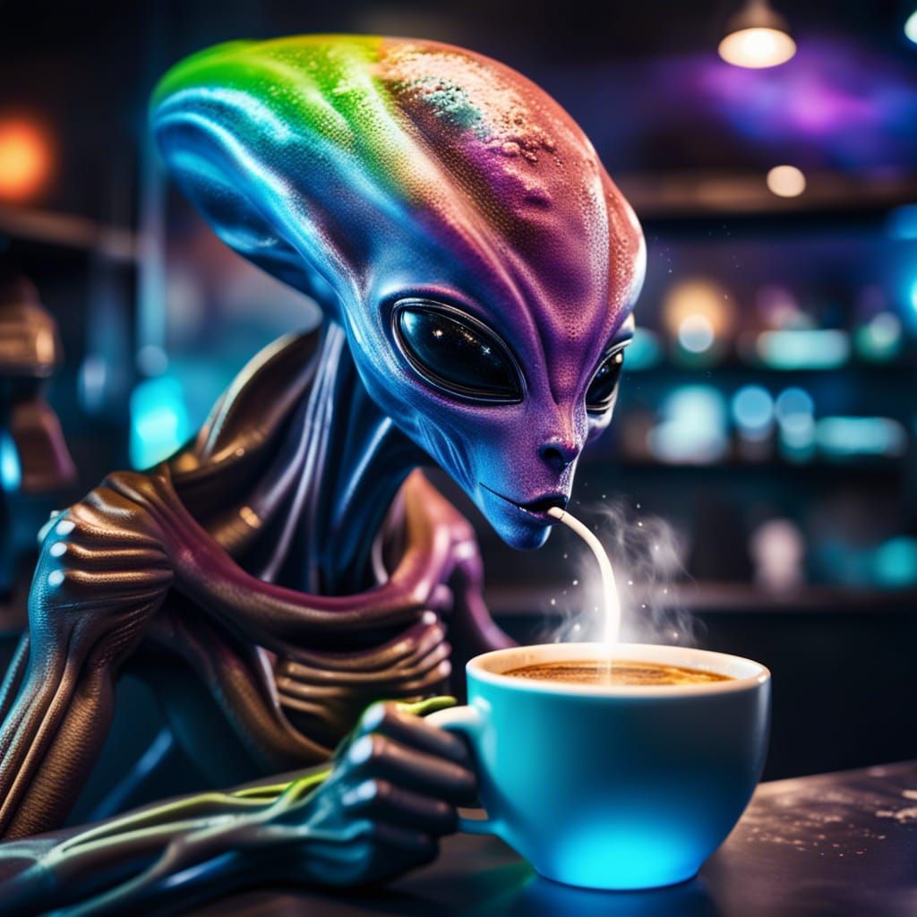 Alien Barista in Galaxy Coffee Shop