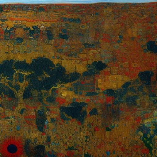 Expressionist Landscape with Fractal Triadic Colors