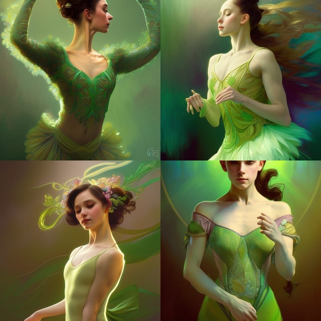 Ballet Dancer in Green Etheric Energy Portrait