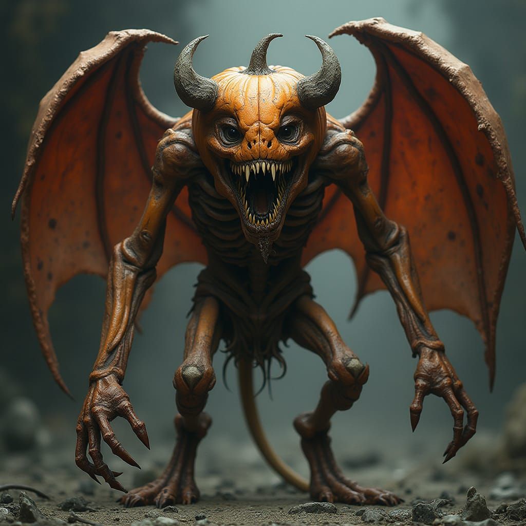 Grotesque Hybrid Monster with Devil Wings
