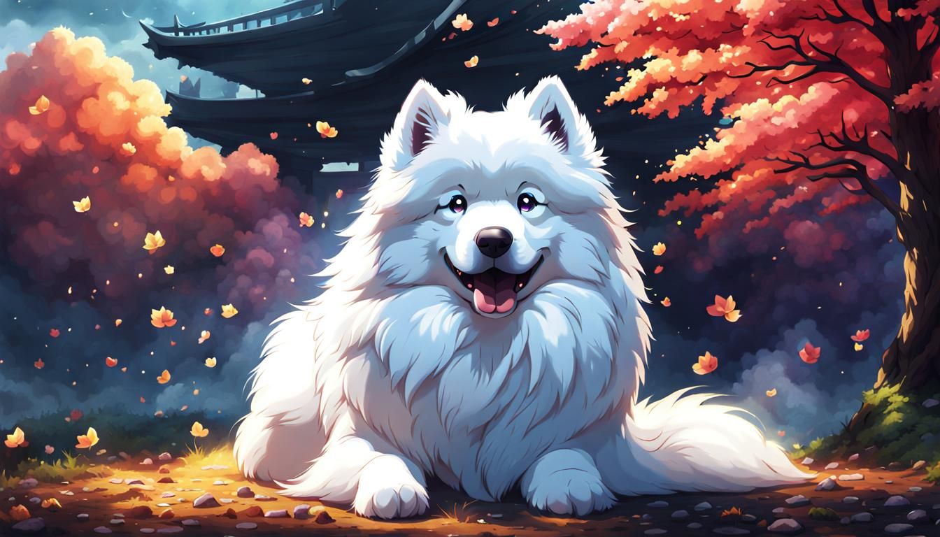 Smoke Samoyed in Anime Style