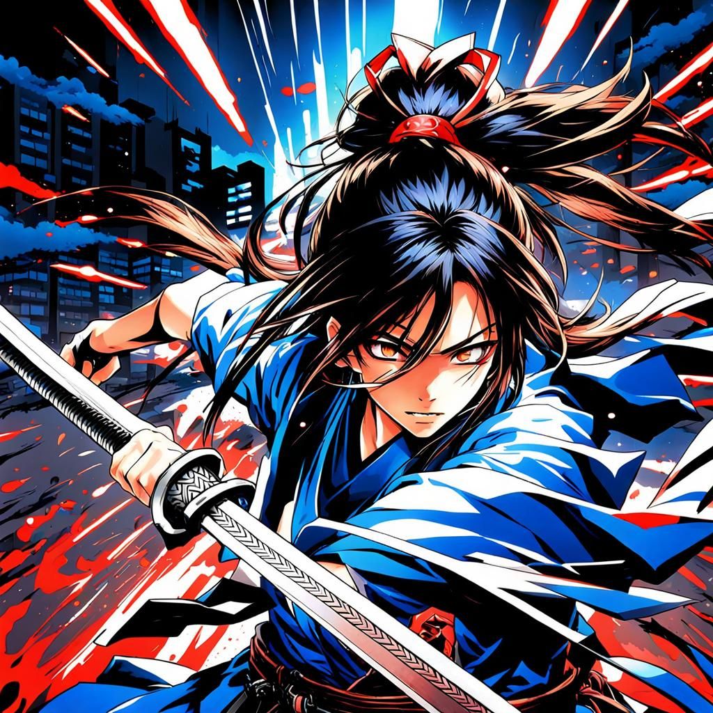 Teenage Girl Battles Army in Manga Art Style