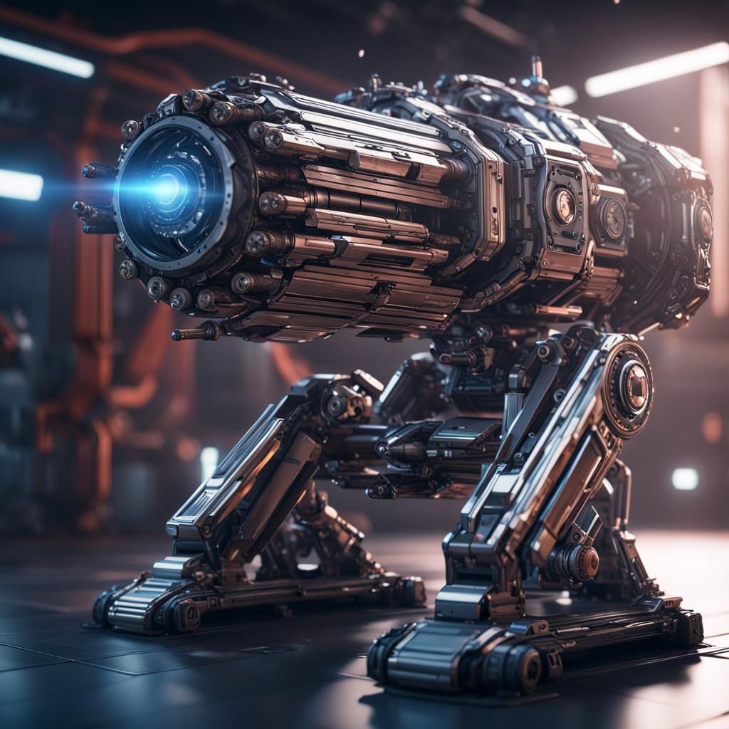 Futuristic AI Plasma Cannon in Polished Metal