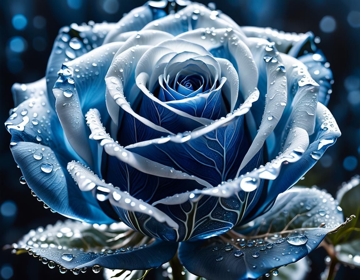 Transparent Glass Rose with Quantum Flowers