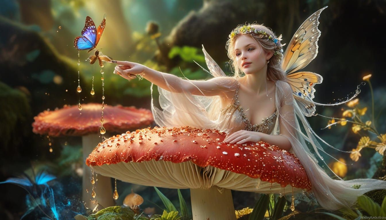 Fairy and Butterfly Soar Through Enchanted Forest in Whimsic...